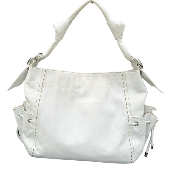 Francesco Biasia Large White Leather Hobo Bag Italian Shoulder Bag Womens - Picture 3 of 17